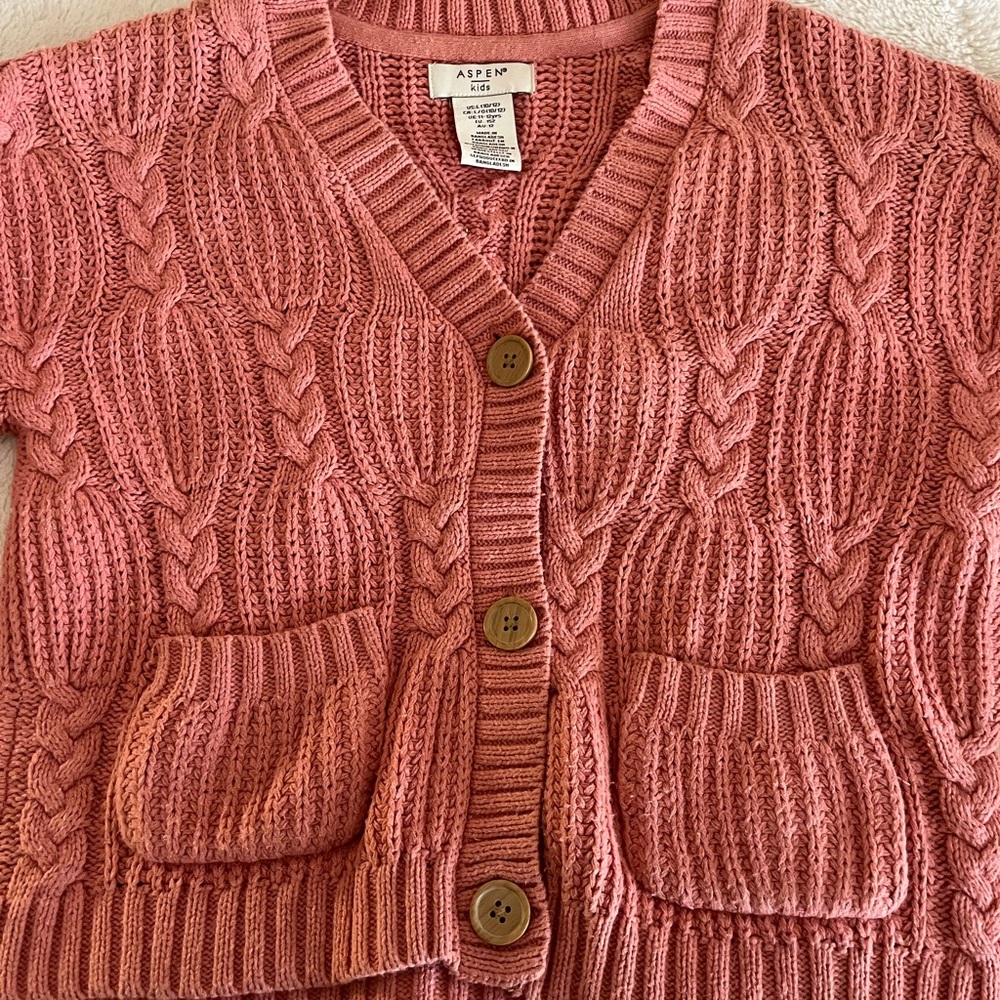 Girls Coral Knitted Cardigan
